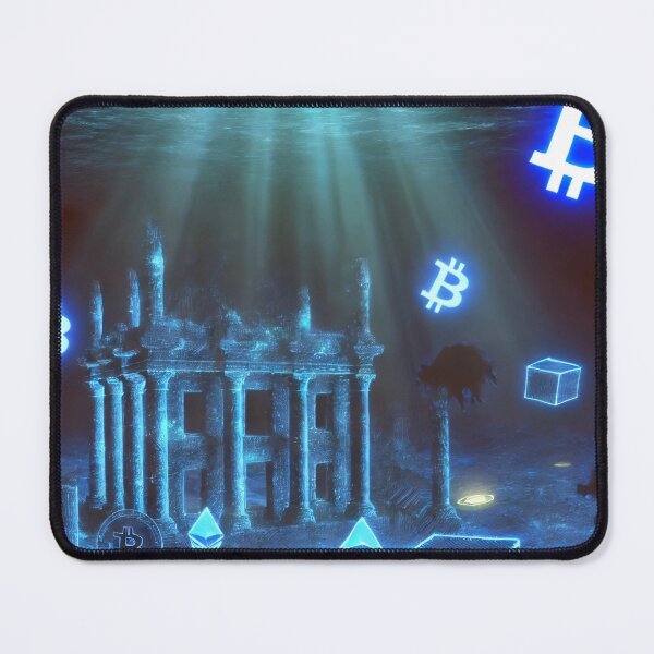 Item preview, Sunken crypto city of Atlantis glowing with Bitcoin and Ethereum symbols, hidden beneath the digital ocean designed and sold by Bored Elon.