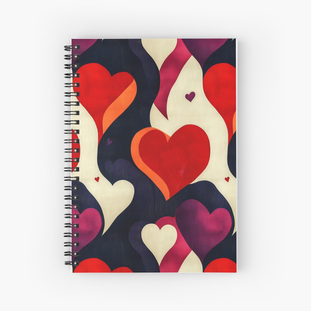 Retro Vintage Hearts Background Spiral Notebook