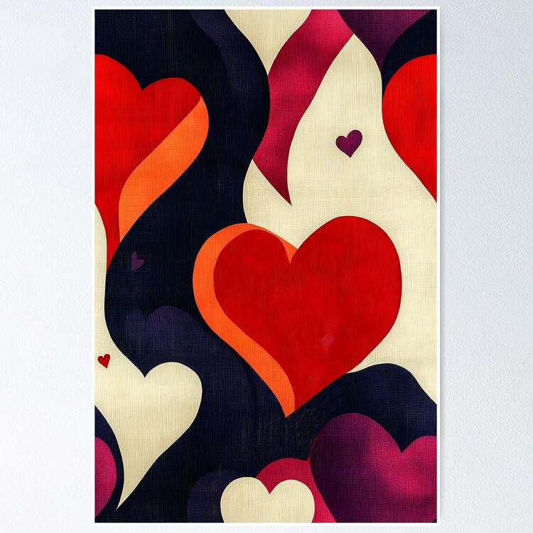 Retro Vintage Hearts Poster