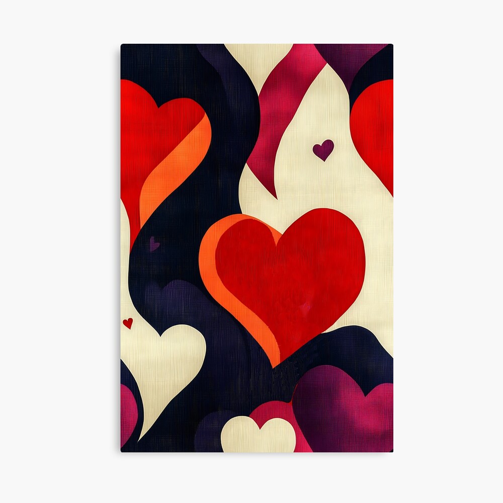 Retro Vintage Lovely Hearts Background - Canvas Print