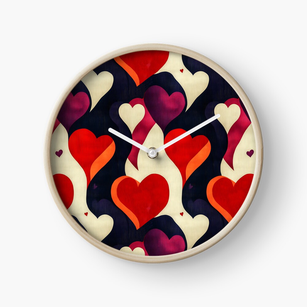 Clock Retro vintage lovely hearts background