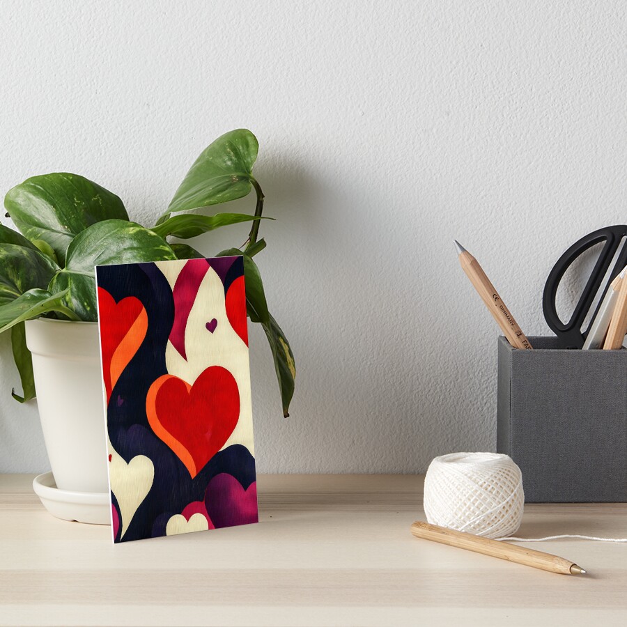Retro vintage lovely hearts background Art Board Print