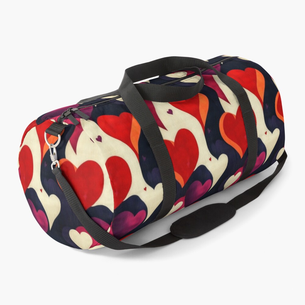 Retro Hearts: Vintage Motif Duffle Bag