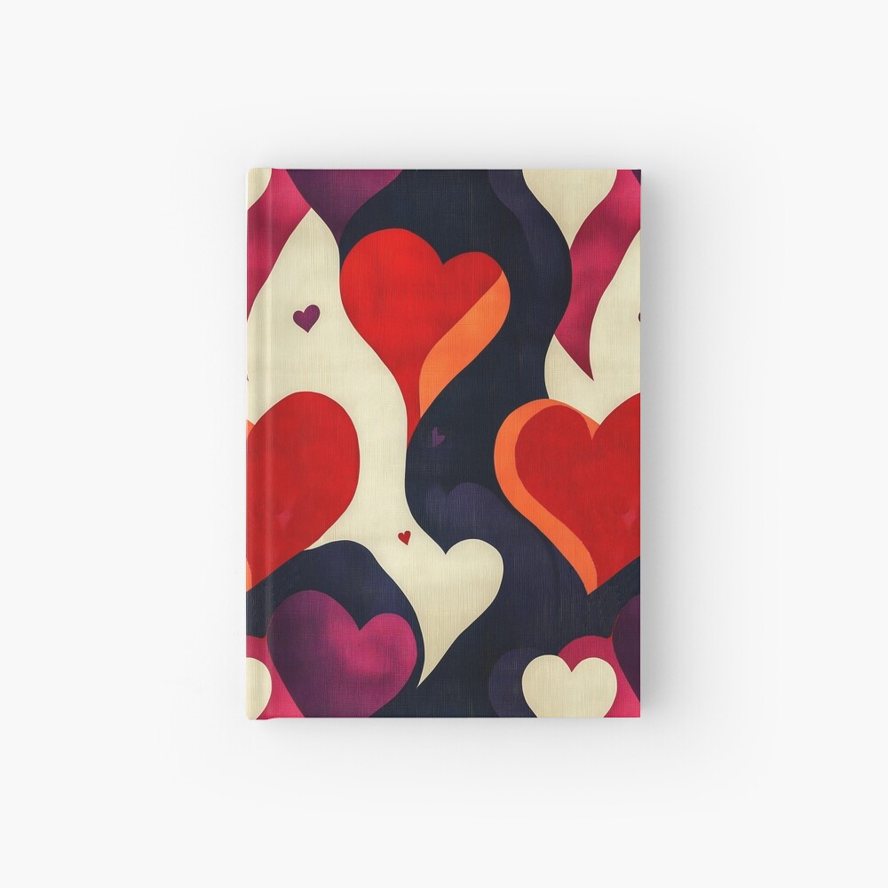 Retro Vintage Hearts Hardcover Journal