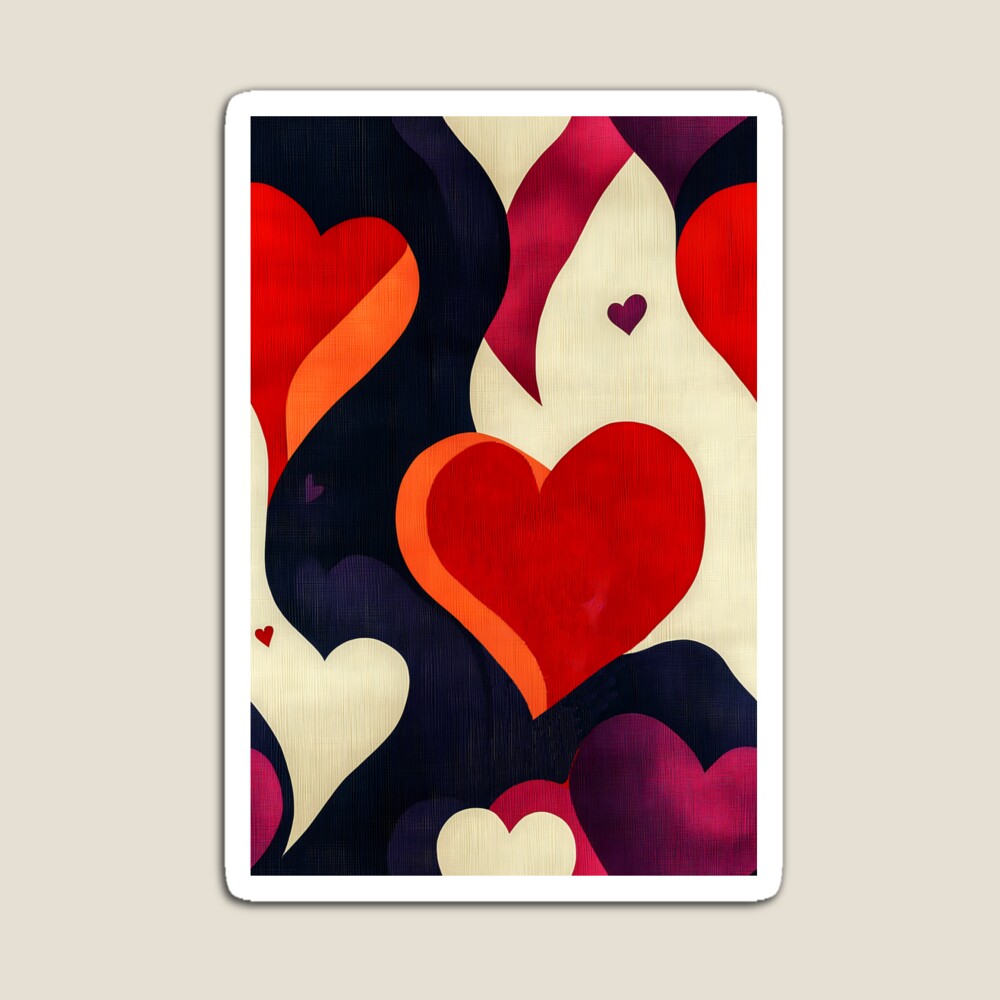 Retro Vintage Hearts Magnet