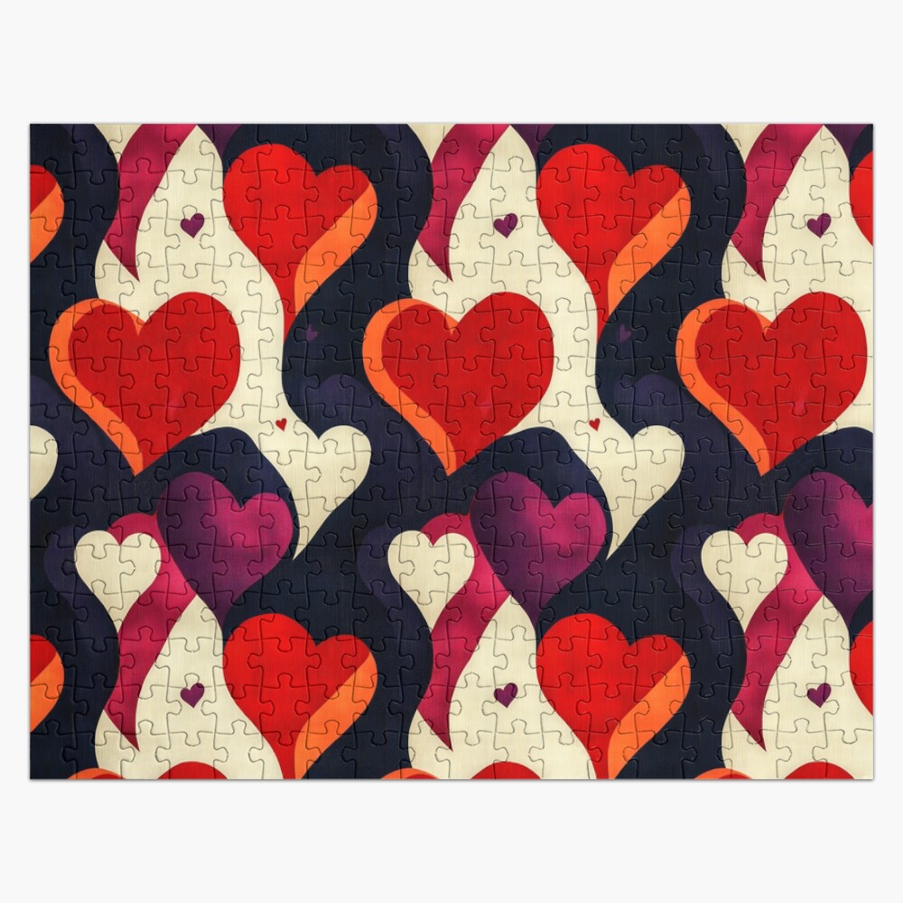 Jigsaw Puzzle Retro vintage lovely hearts background Jigsaw Puzzle