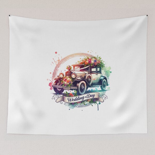 Item preview, "Wedding Day" Classic Car – Retro Floral Design for Weddings & Special Occasions designed and sold by artedigital99.