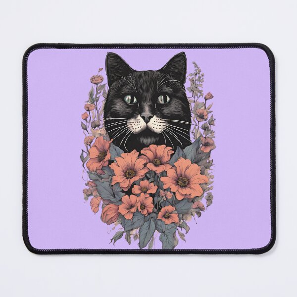 Item preview, Black cat cover with a floral autumn pattern in bright colors. designed and sold by Catophile.