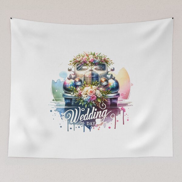 Item preview, "Wedding Day" Classic Car – Retro Floral Design for Weddings & Special Occasions designed and sold by artedigital99.