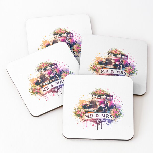 Item preview, "MR & MRS" Classic Wedding Car – Vintage Floral Design for Wedding Celebrations designed and sold by artedigital99.