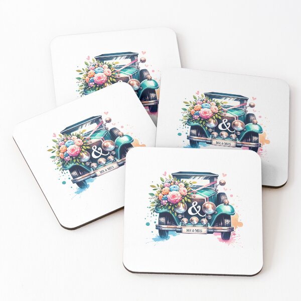 Item preview, "MR & MRS" Classic Wedding Car – Vintage Floral Design for Wedding Celebrations designed and sold by artedigital99.