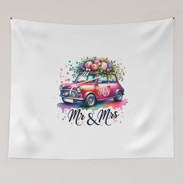 Item preview, "MR & MRS" Classic Wedding Car – Vintage Floral Design for Wedding Celebrations designed and sold by artedigital99.