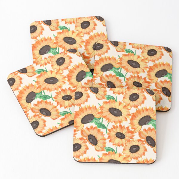 Item preview, Hand painted bright and bold gouache sunflowers - beige cream designed and sold by JasmineGDesigns.