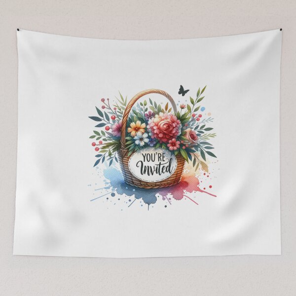 Item preview, "You're Invited" Floral Basket – Elegant Invitation Design for Weddings and Events designed and sold by artedigital99.