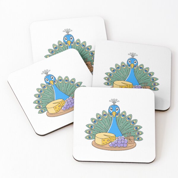 Item preview, Cute peacock with a cheese platter and grapes designed and sold by rasagamastore.