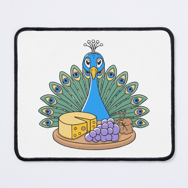 Item preview, Cute peacock with a cheese platter and grapes designed and sold by rasagamastore.