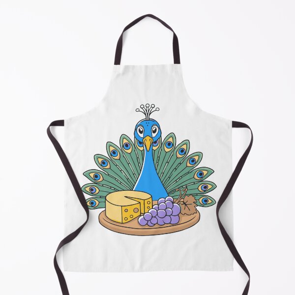 Item preview, Cute peacock with a cheese platter and grapes designed and sold by rasagamastore.
