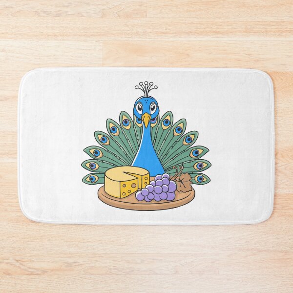 Item preview, Cute peacock with a cheese platter and grapes designed and sold by rasagamastore.