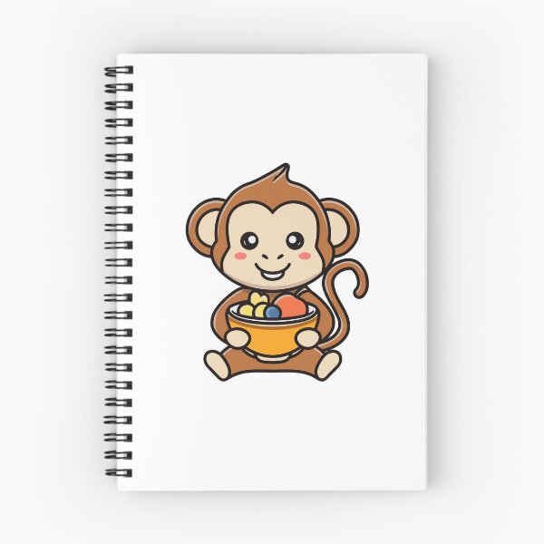 Item preview, Illustration of cute monkey holding a fruit bowl with a spoon designed and sold by rasagamastore.