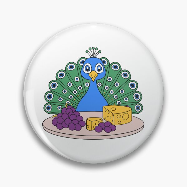 Item preview, Cute peacock with a cheese platter and grapes designed and sold by rasagamastore.