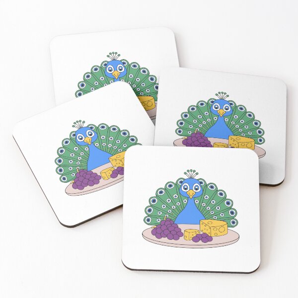 Item preview, Cute peacock with a cheese platter and grapes designed and sold by rasagamastore.