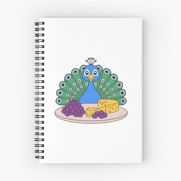 Item preview, Cute peacock with a cheese platter and grapes designed and sold by rasagamastore.
