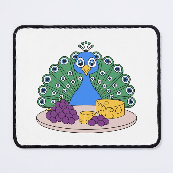 Item preview, Cute peacock with a cheese platter and grapes designed and sold by rasagamastore.