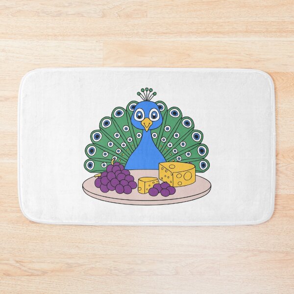 Item preview, Cute peacock with a cheese platter and grapes designed and sold by rasagamastore.