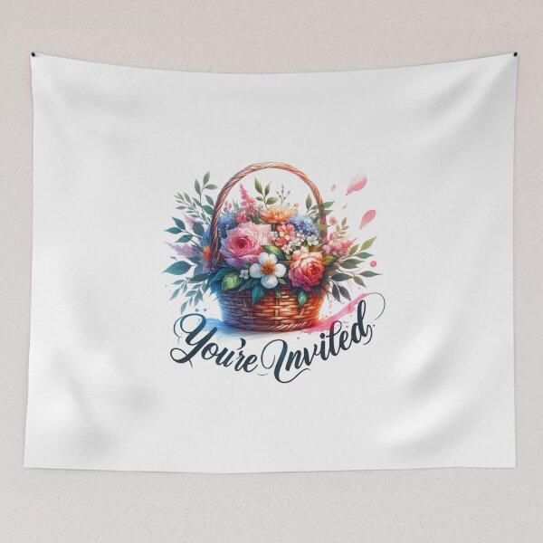 Item preview, "You're Invited" Floral Basket – Elegant Invitation Design for Weddings and Events designed and sold by artedigital99.