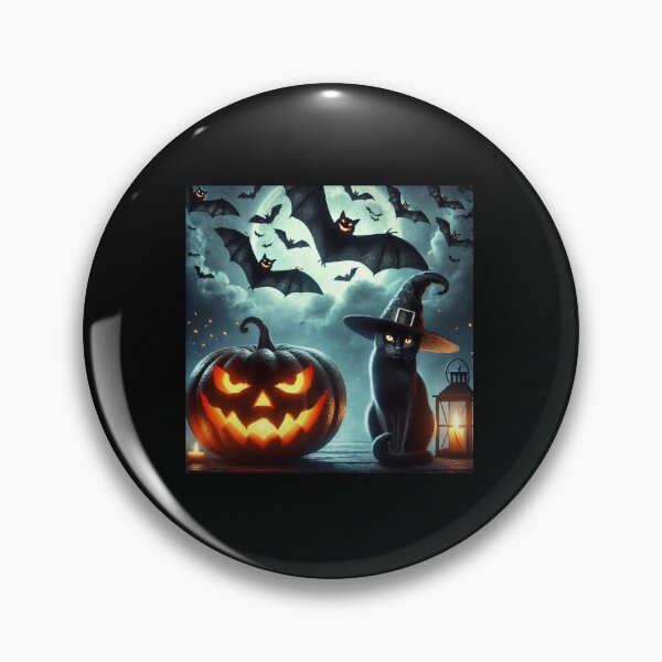 Item preview, A spooky Halloween scene featuring a group of flying bats with eerie, glowing eyes in a night sky. Below, a grinning pumpkin with a sinister carved fa designed and sold by lifestylegate.
