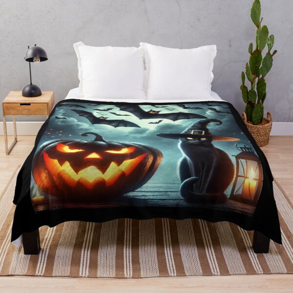 Item preview, A spooky Halloween scene featuring a group of flying bats with eerie, glowing eyes in a night sky. Below, a grinning pumpkin with a sinister carved fa designed and sold by lifestylegate.