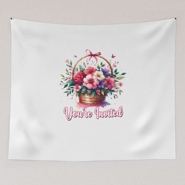 Item preview, "You're Invited" Floral Basket – Elegant Invitation Design for Weddings and Events designed and sold by artedigital99.