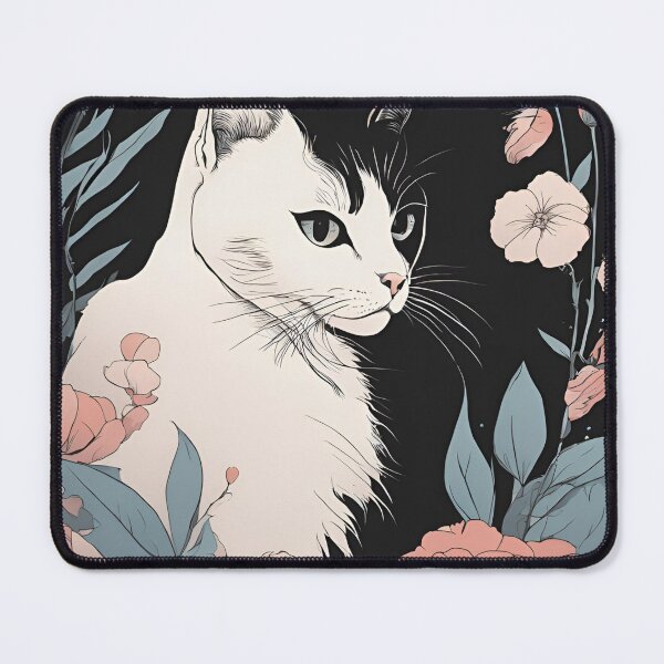 Item preview, Black and white cat cover with a floral autumn pattern in bright colors. designed and sold by Catophile.