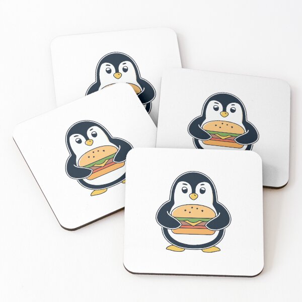 Item preview, Illustration of cute penguin with a cheeseburger designed and sold by rasagamastore.