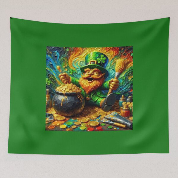 Item preview, Leprechaun Painting the Gold Coins designed and sold by Halifaxartguy.