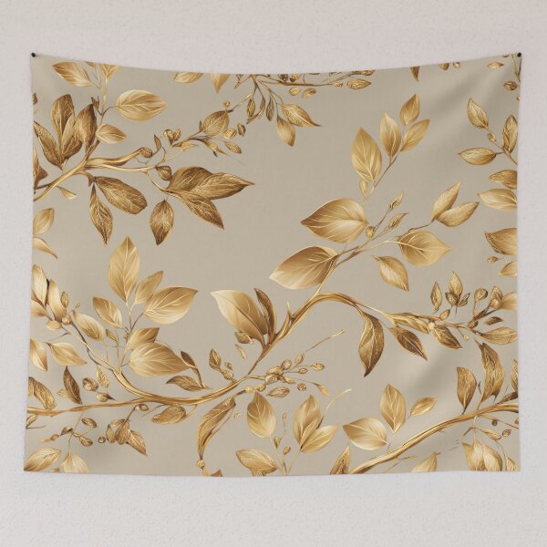 Item preview, Golden Elegance: Branches with Lush Leaves designed and sold by Hummy-studio.