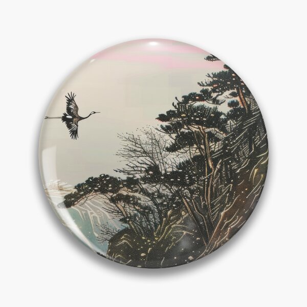 Item preview, Mystic Mountains and Cranes - Chinese Landscape Art designed and sold by Piotrek0001.