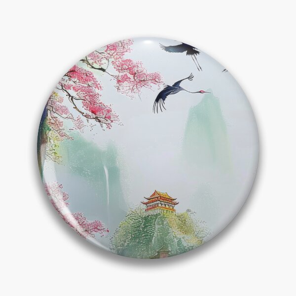 Item preview, Mystic Mountains and Cranes - Chinese Landscape Art designed and sold by Piotrek0001.