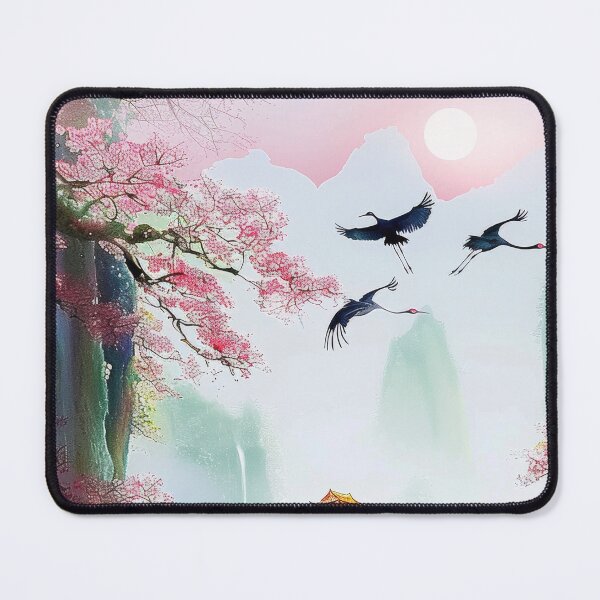 Item preview, Mystic Mountains and Cranes - Chinese Landscape Art designed and sold by Piotrek0001.
