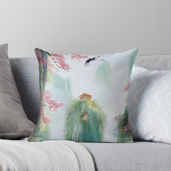 Item preview, Mystic Mountains and Cranes - Chinese Landscape Art designed and sold by Piotrek0001.