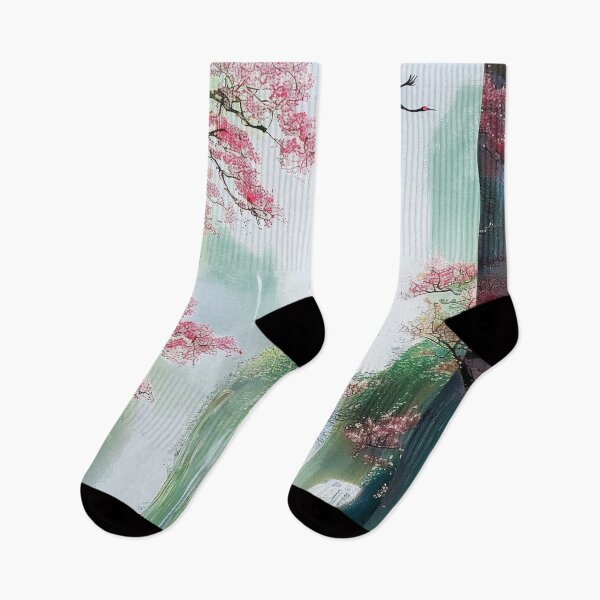 Item preview, Mystic Mountains and Cranes - Chinese Landscape Art designed and sold by Piotrek0001.
