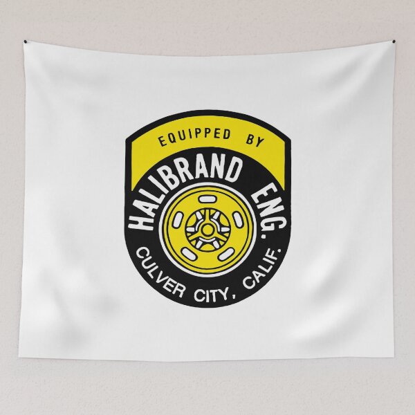 Item preview, 1950s-60s Equipped by Halibrand - Culver City, Calif. Yellow print designed and sold by retropetrol.