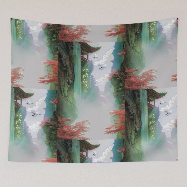 Item preview, Mystic Mountains and Cranes - Chinese Landscape Art designed and sold by Piotrek0001.
