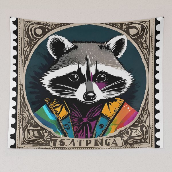 Item preview, Retro Woodland Charm: The Raccoon Stamp designed and sold by Vintagestamps.