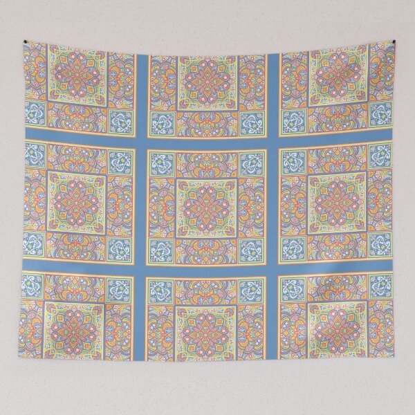 Item preview, Hand Draw Cute Elements Portuguese Tile - Light Color designed and sold by AliceDreamland.