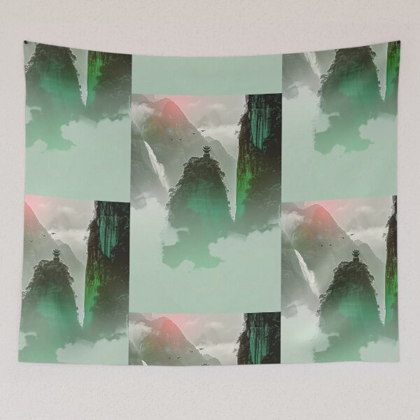 Item preview, Mystic Mountains and Cranes - Chinese Landscape Art designed and sold by Piotrek0001.