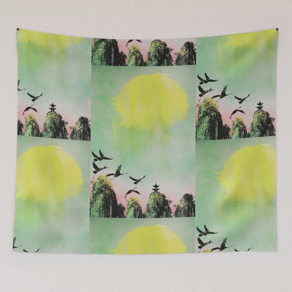 Item preview, Mystic Mountains and Cranes - Chinese Landscape Art designed and sold by Piotrek0001.