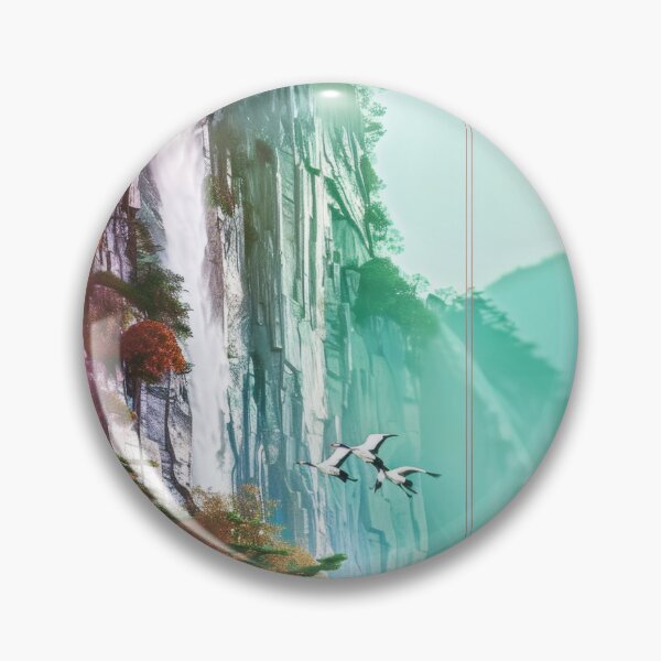 Item preview, Mystic Mountains and Cranes - Chinese Landscape Art designed and sold by Piotrek0001.