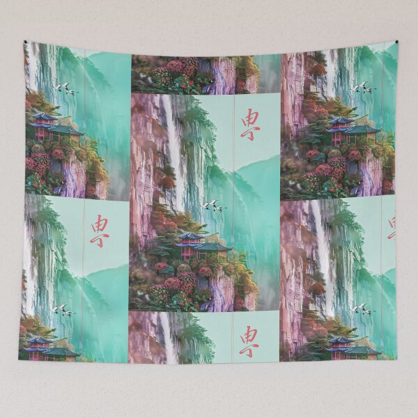 Item preview, Mystic Mountains and Cranes - Chinese Landscape Art designed and sold by Piotrek0001.