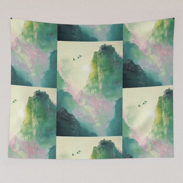 Item preview, Mystic Mountains and Cranes - Chinese Landscape Art designed and sold by Piotrek0001.